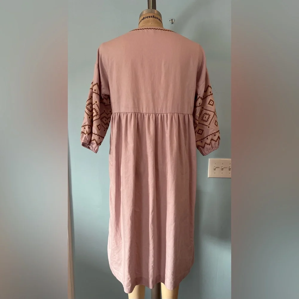 NWOT Madewell Petite Embroidered-Sleeve Popover Midi Dress - Medium - Lavender - Picture 6 of 10